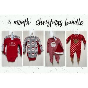 NWT 3 month Christmas Bundle 5 piece santa reindeer 1st Christmas